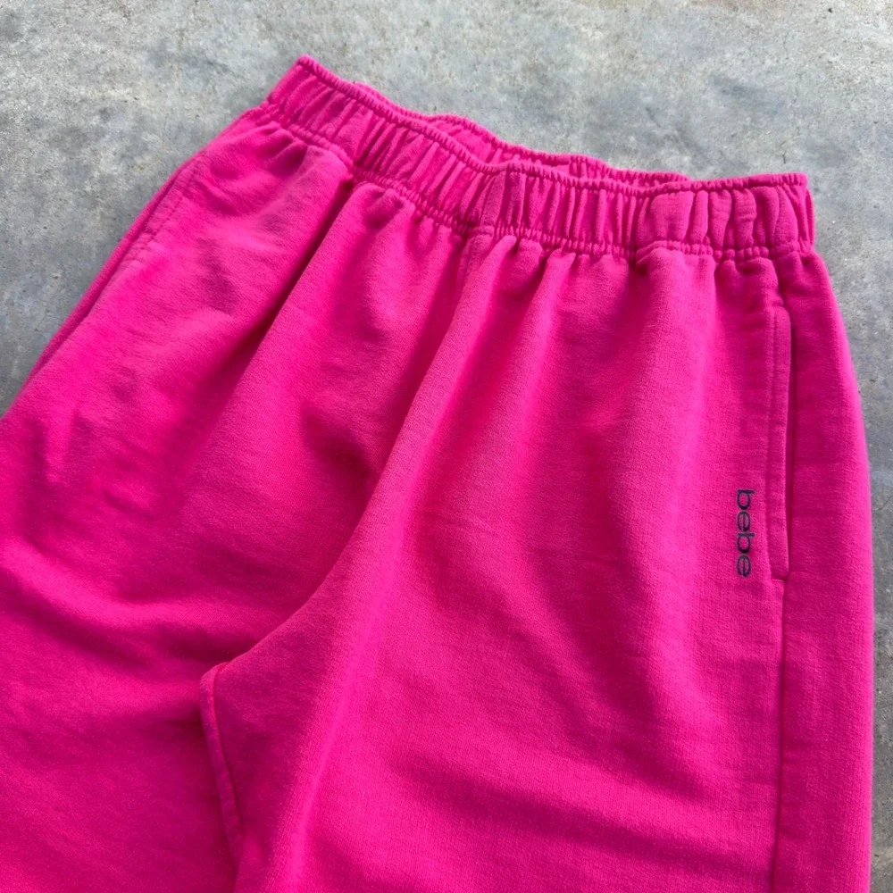 Vintage Y2K Bebe Baggy Sweatpants Baddie Core Hot Pink Medium